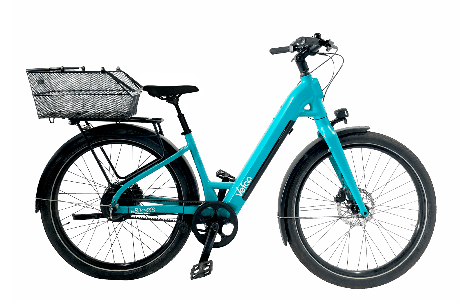Vélo bleu vefaa avec panier arrière
